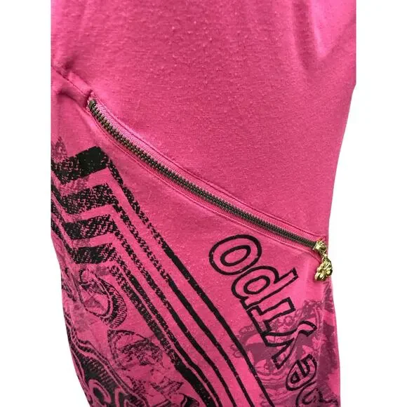 VTG Y2K Dereon Beyonce Womens Medium Fleur De Lis Pink BodyCon Dress Zip Midi - Picture 4 of 5